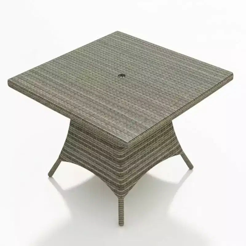 Covers&All Universal 48 in Sq Dining Table, Willow Thick Wicker w / Glass Top
