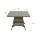 Covers&All Tavolo da Pranzo Quadrato Universale da 48 pollici, Salice in Rattan Spesso con Piano in Vetro