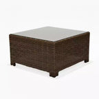 Covers&All Bellanova 32 in Square Coffee Table, Aspen Wicker w / Glass Top