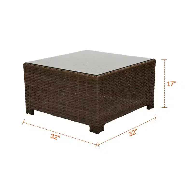Tavolino quadrato Bellanova 32 di Covers&All, in vimini Aspen con piano in vetro