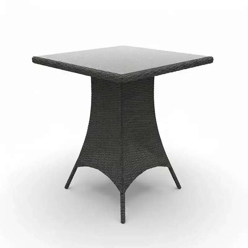 Covers&All Universal 36 in Sq Bar Height Table, Charcoal Wicker w / Glass Top