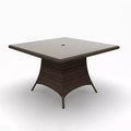 Covers&All Malibu 60 in Square Dining Table, Java Flat Wicker w / Glass Top