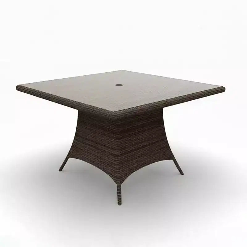 Covers&All Malibu 60 in Square Dining Table, Java Flat Wicker w / Glass Top