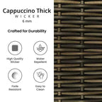 Covers&All San Marino Tavolino da caffè da esterno da 34 pollici L, vimini color cappuccino con piano in vetro