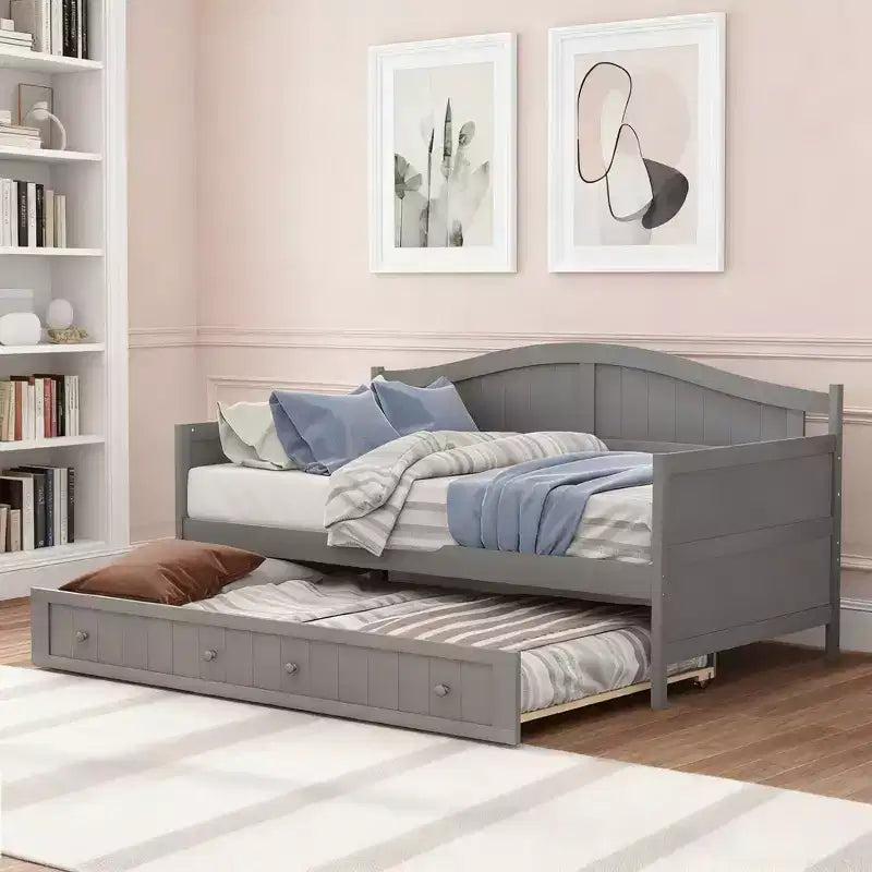 Luxystar Letto a Giorno in Legno con Letto Estraibile Facile da Aprire per Camera da Letto e Soggiorno