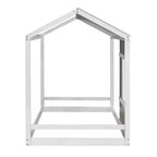 Bellemave Letto a Piattaforma per Bambini a Forma di Casetta con Tetto e Finestra, Struttura in Legno Massiccio, Design Moderno a Casetta, Bianco e Grigio Antico, Facile da Montare
