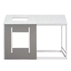 Bellemave Letto a Piattaforma per Bambini a Forma di Casetta con Tetto e Finestra, Struttura in Legno Massiccio, Design Moderno a Casetta, Bianco e Grigio Antico, Facile da Montare