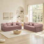 Divano letto convertibile in velluto a coste rosa chiaro da 78,7 pollici, struttura in metallo, divano pieghevole da terra (taglia grande)
