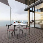VINGLI Tavolo da patio con foro per ombrellone, tavolino da esterno 32 pollici in acciaio con piano in vetro temperato, tavoli rotondi da esterno per balcone, giardino, terrazza