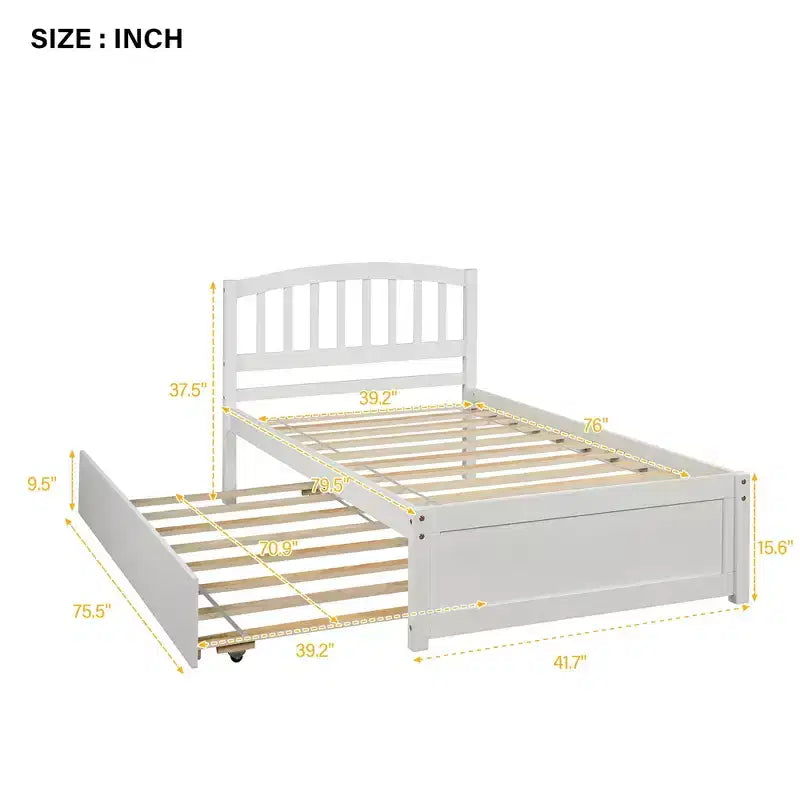Letto a piattaforma singolo Luxystar con letto estraibile per appartamento e camera degli ospiti