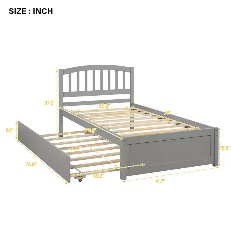 Letto a piattaforma singolo Luxystar con letto estraibile per appartamento e camera degli ospiti