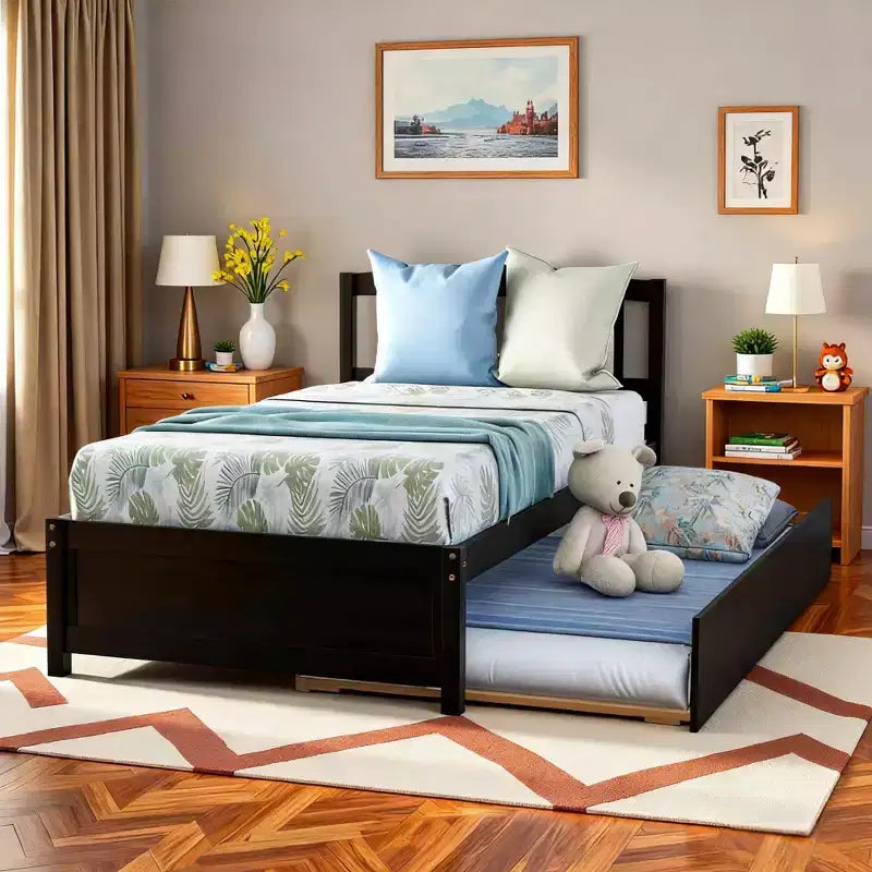Letto a piattaforma singolo Luxystar con letto estraibile per appartamento e camera degli ospiti