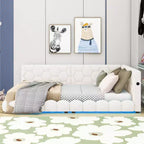 Letto imbottito a piattaforma, misura matrimoniale, con porte USB e cintura LED, struttura a divano letto angolare in tessuto Teddy in legno per soggiorno, camera da letto, bianco
