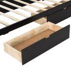 Letto a piattaforma per gaming in legno Twin/Full Size con testiera LED, scrivania e cassetti portaoggetti USB, nero - ModernLuxe