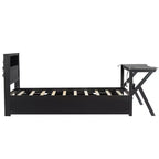 Letto a piattaforma per gaming in legno Twin/Full Size con testiera LED, scrivania e cassetti portaoggetti USB, nero - ModernLuxe