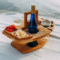 Portable Picnic Table with Wine Holder, 2-in-1 Outdoor Camping Tray for Snacks and Drinks