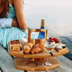 Tavolino da Picnic Portatile con Portabottiglie, Vassoio da Campeggio 2-in-1 per Snack e Bevande