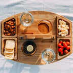 Tavolino da Picnic Portatile con Portabottiglie, Vassoio da Campeggio 2-in-1 per Snack e Bevande