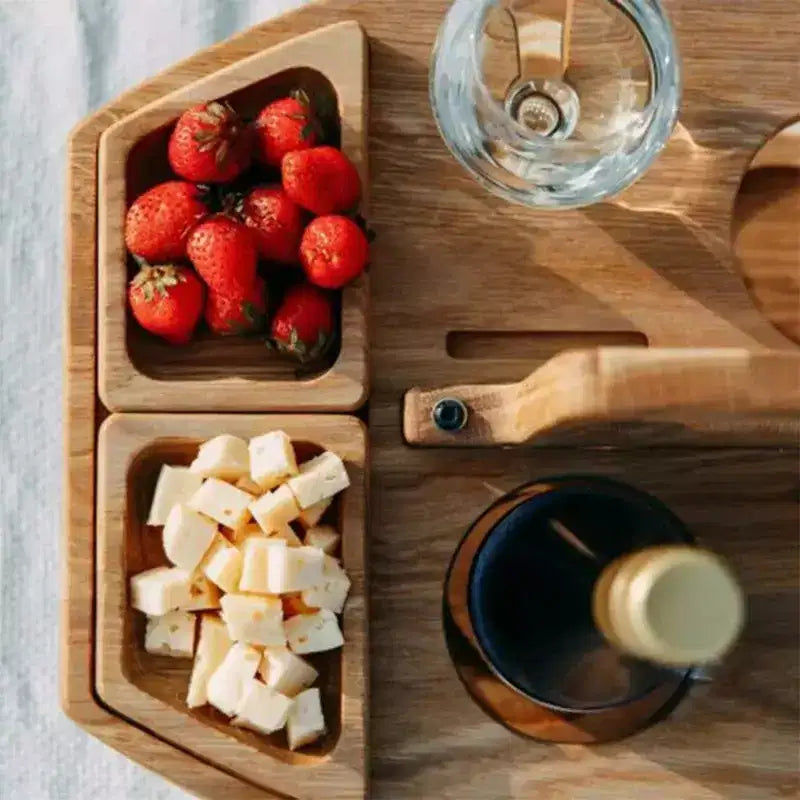 Tavolino da Picnic Portatile con Portabottiglie, Vassoio da Campeggio 2-in-1 per Snack e Bevande
