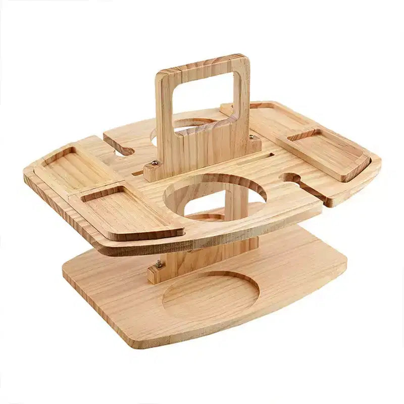 Tavolino da Picnic Portatile con Portabottiglie, Vassoio da Campeggio 2-in-1 per Snack e Bevande