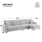 Divano Sezionale Moderno Oversize EHMKNP - Divano di Lusso a L con 5 Posti e Chaise Longue Rivestito in Ciniglia