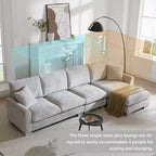 Divano Sezionale Moderno Oversize EHMKNP - Divano di Lusso a L con 5 Posti e Chaise Longue Rivestito in Ciniglia