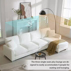 Divano Sezionale Moderno Oversize EHMKNP - Divano di Lusso a L con 5 Posti e Chaise Longue Rivestito in Ciniglia
