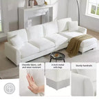 Divano Sezionale Moderno Oversize EHMKNP - Divano di Lusso a L con 5 Posti e Chaise Longue Rivestito in Ciniglia