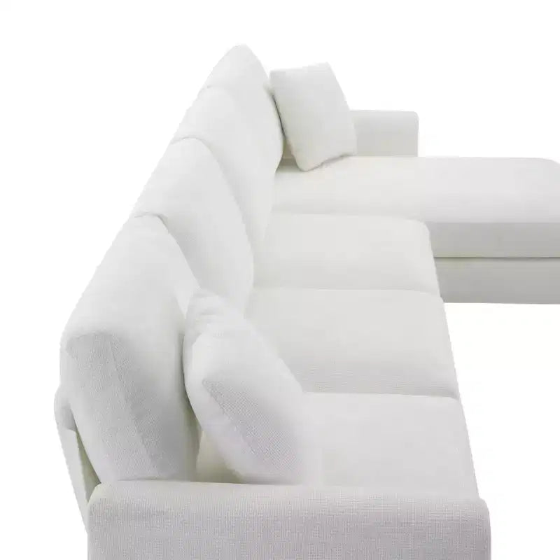 Divano Sezionale Moderno Oversize EHMKNP - Divano di Lusso a L con 5 Posti e Chaise Longue Rivestito in Ciniglia