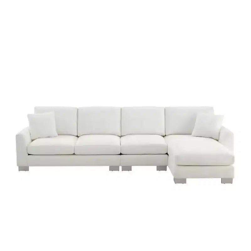 Divano Sezionale Moderno Oversize EHMKNP - Divano di Lusso a L con 5 Posti e Chaise Longue Rivestito in Ciniglia