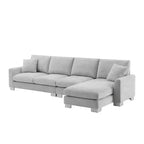 Divano Sezionale Moderno Oversize EHMKNP - Divano di Lusso a L con 5 Posti e Chaise Longue Rivestito in Ciniglia