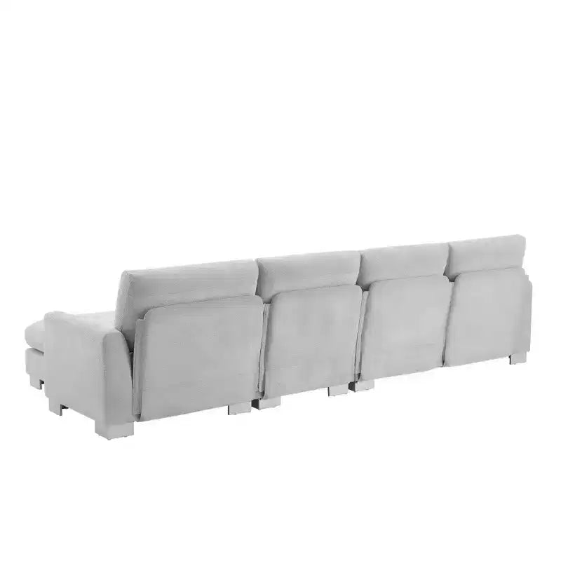 Divano Sezionale Moderno Oversize EHMKNP - Divano di Lusso a L con 5 Posti e Chaise Longue Rivestito in Ciniglia