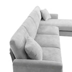 Divano Sezionale Moderno Oversize EHMKNP - Divano di Lusso a L con 5 Posti e Chaise Longue Rivestito in Ciniglia