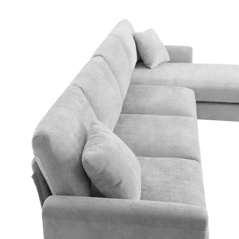 Divano Sezionale Moderno Oversize EHMKNP - Divano di Lusso a L con 5 Posti e Chaise Longue Rivestito in Ciniglia