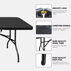Tavolo Pieghevole in Plastica, Resistente per Interni ed Esterni Portatile con Maniglia, Blocco per Picnic, Feste, Campeggio