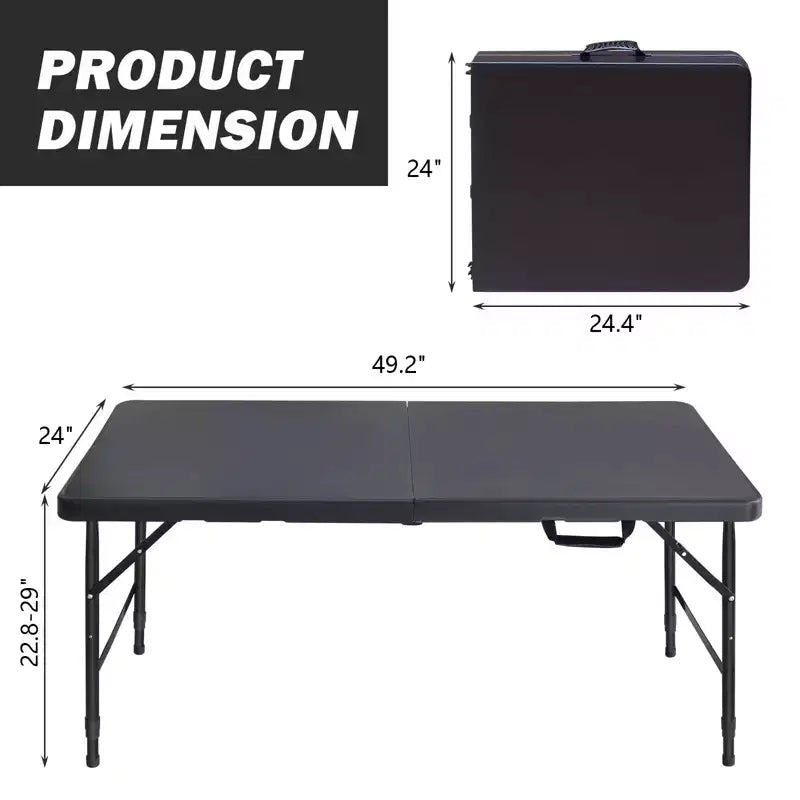 Tavolo Pieghevole in Plastica, Resistente per Interni ed Esterni Portatile con Maniglia, Blocco per Picnic, Feste, Campeggio
