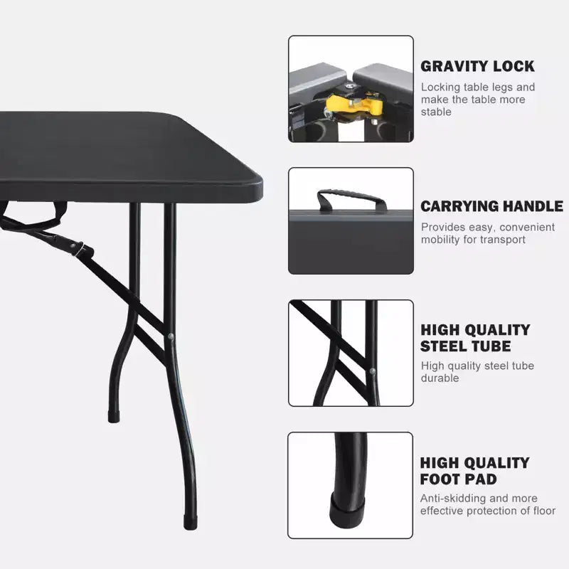 Tavolo Pieghevole in Plastica, Resistente per Interni ed Esterni Portatile con Maniglia, Blocco per Picnic, Feste, Campeggio