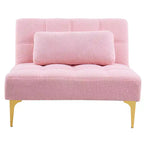 Divano Convertibile, Moderno Divano Letto Futon in Tessuto Teddy con Schienale Regolabile e Cuscino, Gambe in Metallo Dorato per Soggiorno in Piccoli Spazi