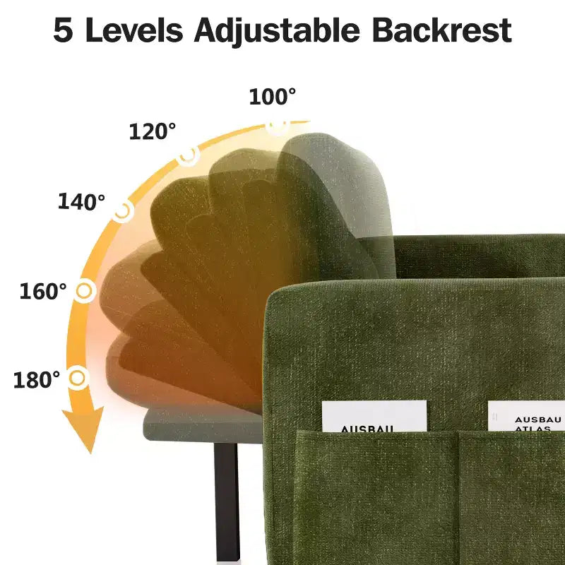 Dyonery divano letto estraibile a tre posti da 81 pollici, con contenitore e tasche laterali, schienale regolabile, divano letto convertibile, ciniglia