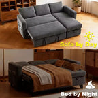 Dyonery divano letto estraibile a tre posti da 81 pollici, con contenitore e tasche laterali, schienale regolabile, divano letto convertibile, ciniglia