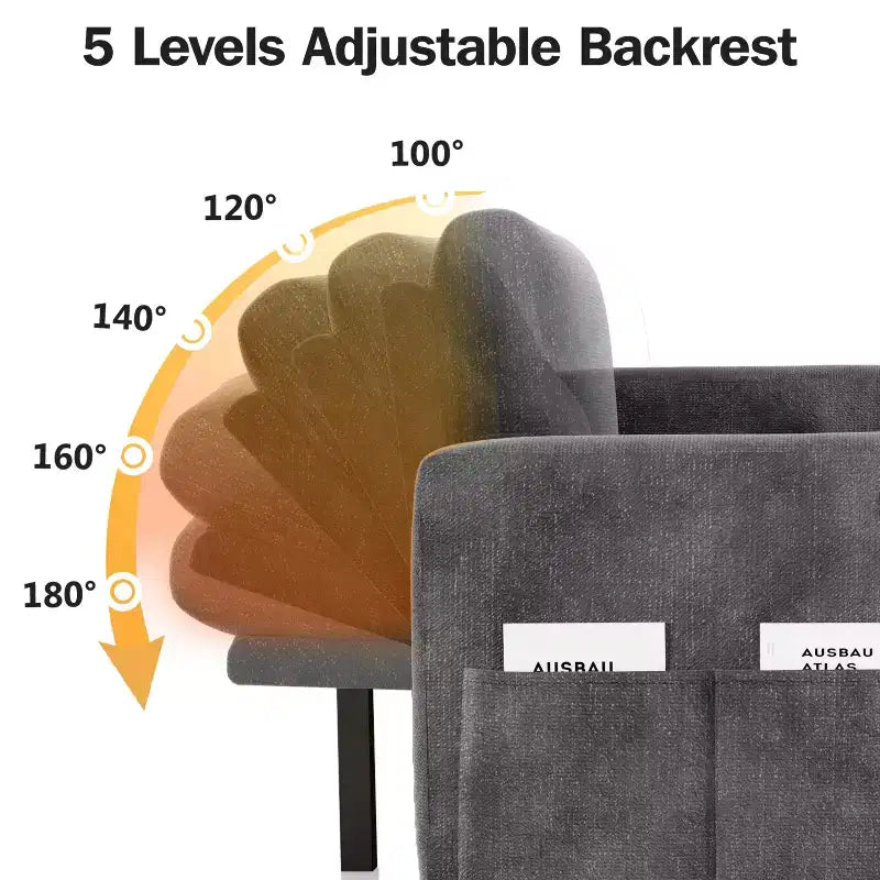 Dyonery divano letto estraibile a tre posti da 81 pollici, con contenitore e tasche laterali, schienale regolabile, divano letto convertibile, ciniglia