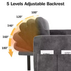 Dyonery divano letto estraibile a tre posti da 81 pollici, con contenitore e tasche laterali, schienale regolabile, divano letto convertibile, ciniglia