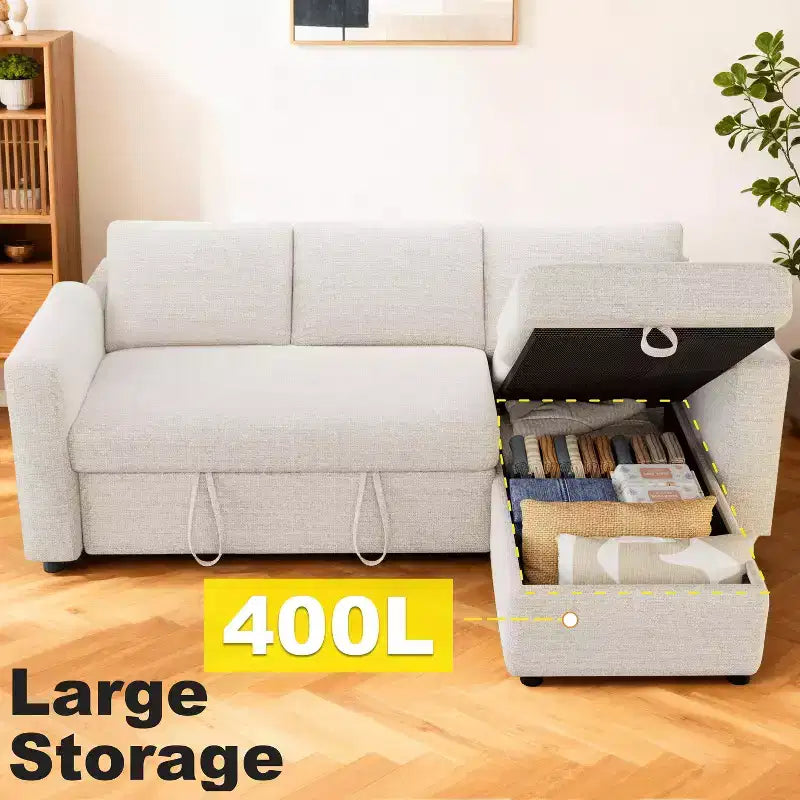 Dyonery divano letto estraibile a tre posti da 81 pollici, con contenitore e tasche laterali, schienale regolabile, divano letto convertibile, ciniglia