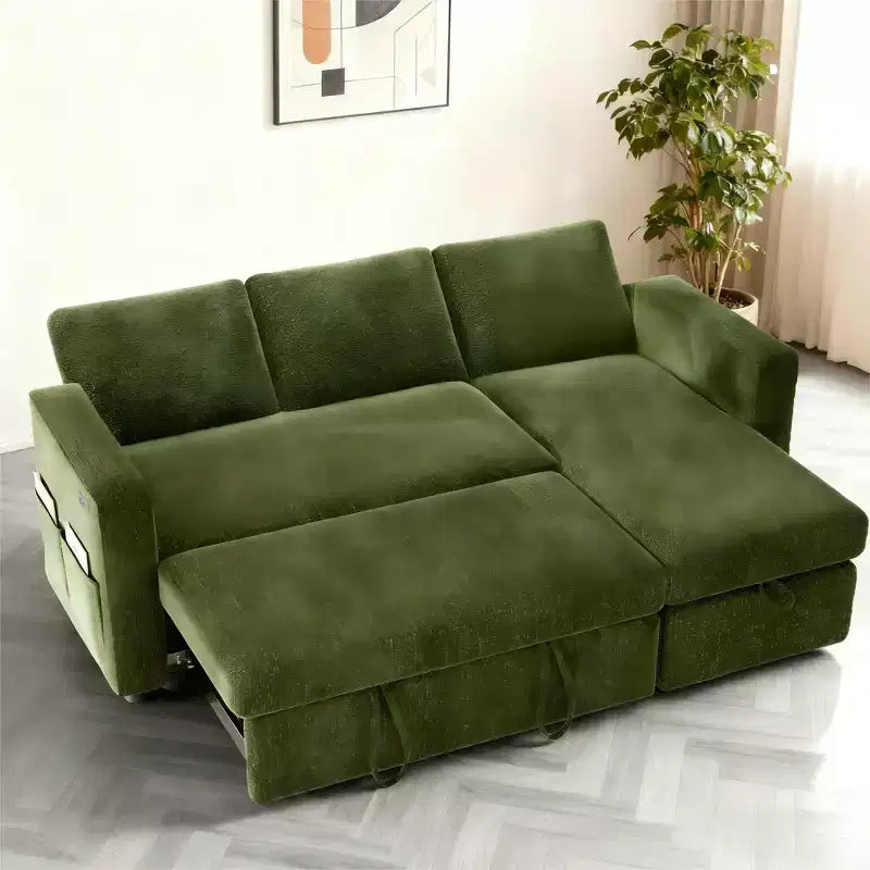 Dyonery divano letto estraibile a tre posti da 81 pollici, con contenitore e tasche laterali, schienale regolabile, divano letto convertibile, ciniglia