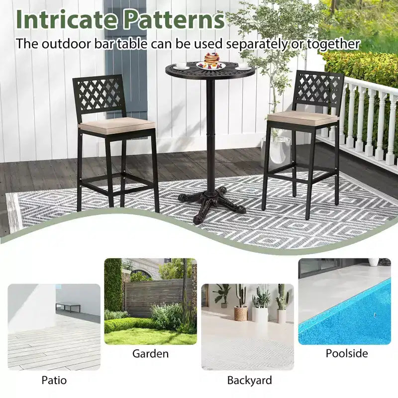 Costway Tavolo da Bar Rotondo da 24 Pollici per Patio con Texture Intagliata per Giardino, Cortile, Balcone, Piscina