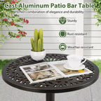 Costway Tavolo da Bar Rotondo da 24 Pollici per Patio con Texture Intagliata per Giardino, Cortile, Balcone, Piscina