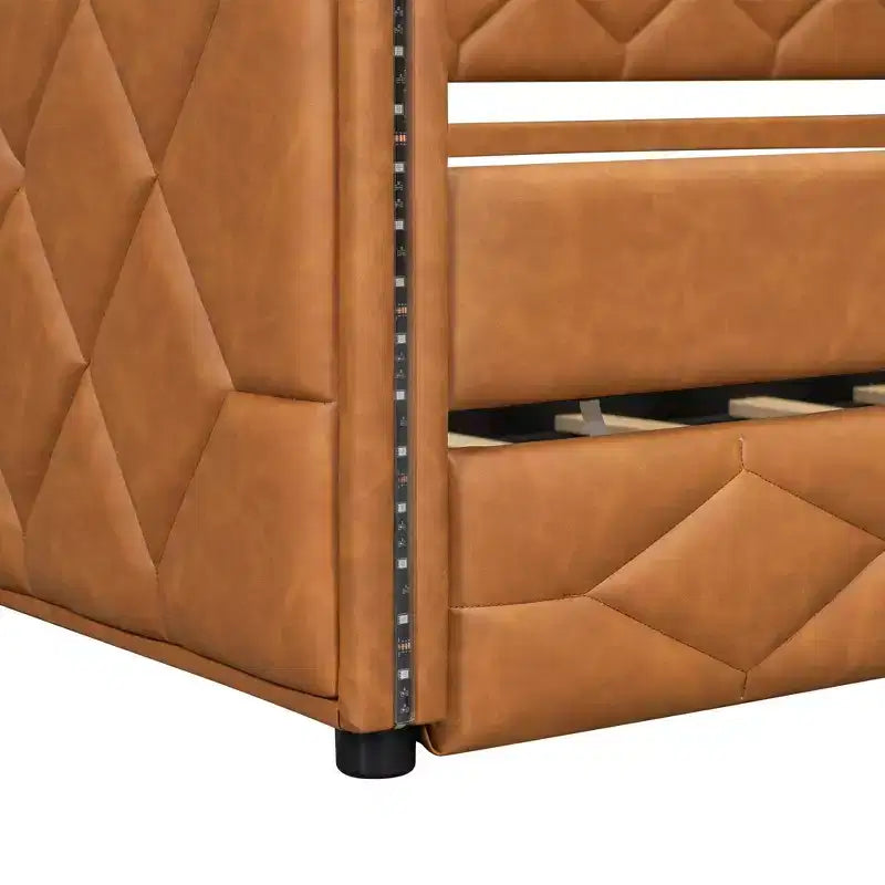 Divano letto imbottito Luxystar Full XL con letto estraibile e LED per soggiorno