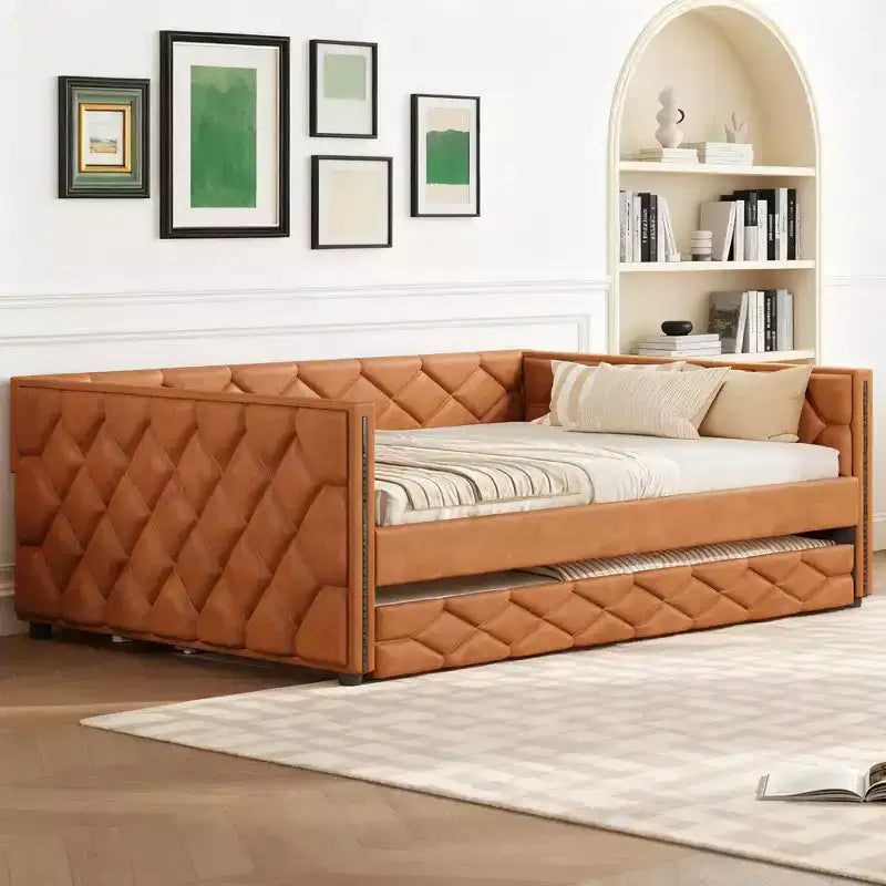 Divano letto imbottito Luxystar Full XL con letto estraibile e LED per soggiorno