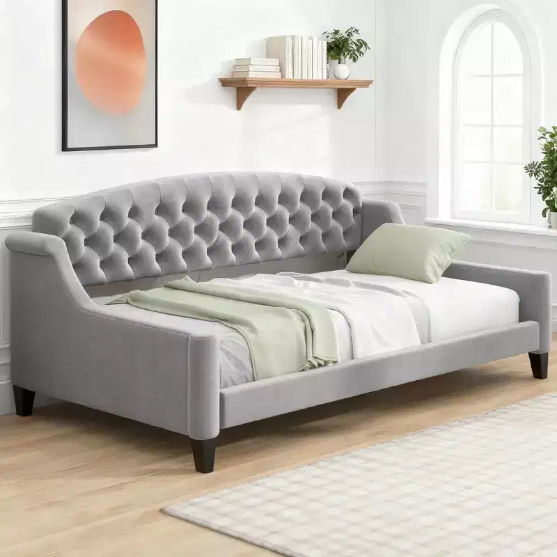 Letto a giorno matrimoniale moderno di lusso trapuntato con bottoni Luxystar per soggiorno e camera degli ospiti
