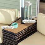 Set di mobili da giardino da 8 pezzi con 4 poltrone in rattan e 4 tavoli con contenitore e foro per ombrellone
